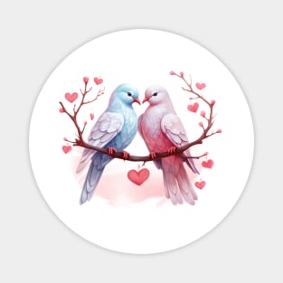 Valentine Kissing Dove Bird Couple Magnet